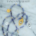 Tanzanit i iJolit naszyjnik Bogini